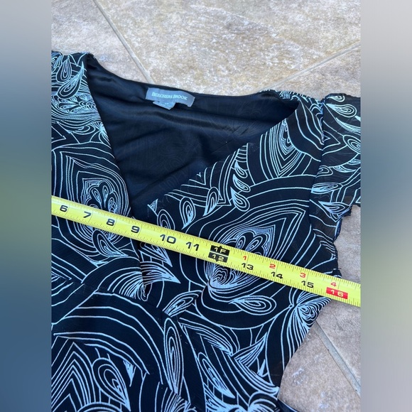 Breechers Brook Womens Y2K Fairycore Black Swirl Wrap Top Ruffle Blouse Small - Picture 7 of 8